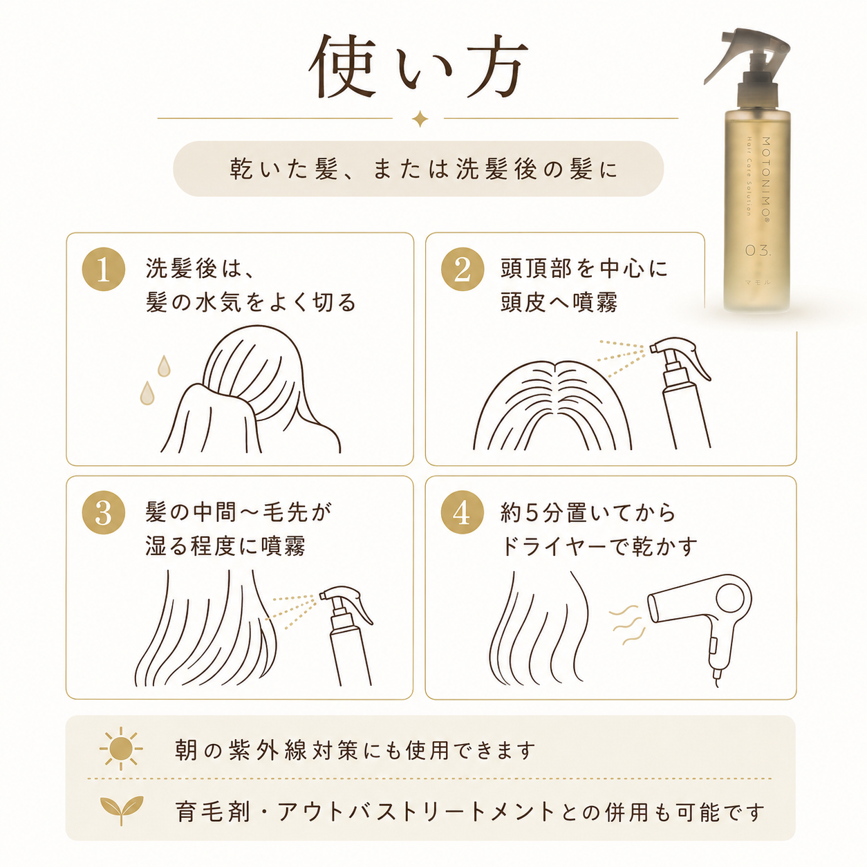 MOTONIMO 03 マモル｜髪・頭皮用化粧水｜200mL・500mLレフィル | 美容